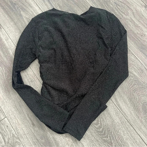 Women's All Saints Black Caelum Metallic Twist Detail Top sz2 - Picture 7 of 8